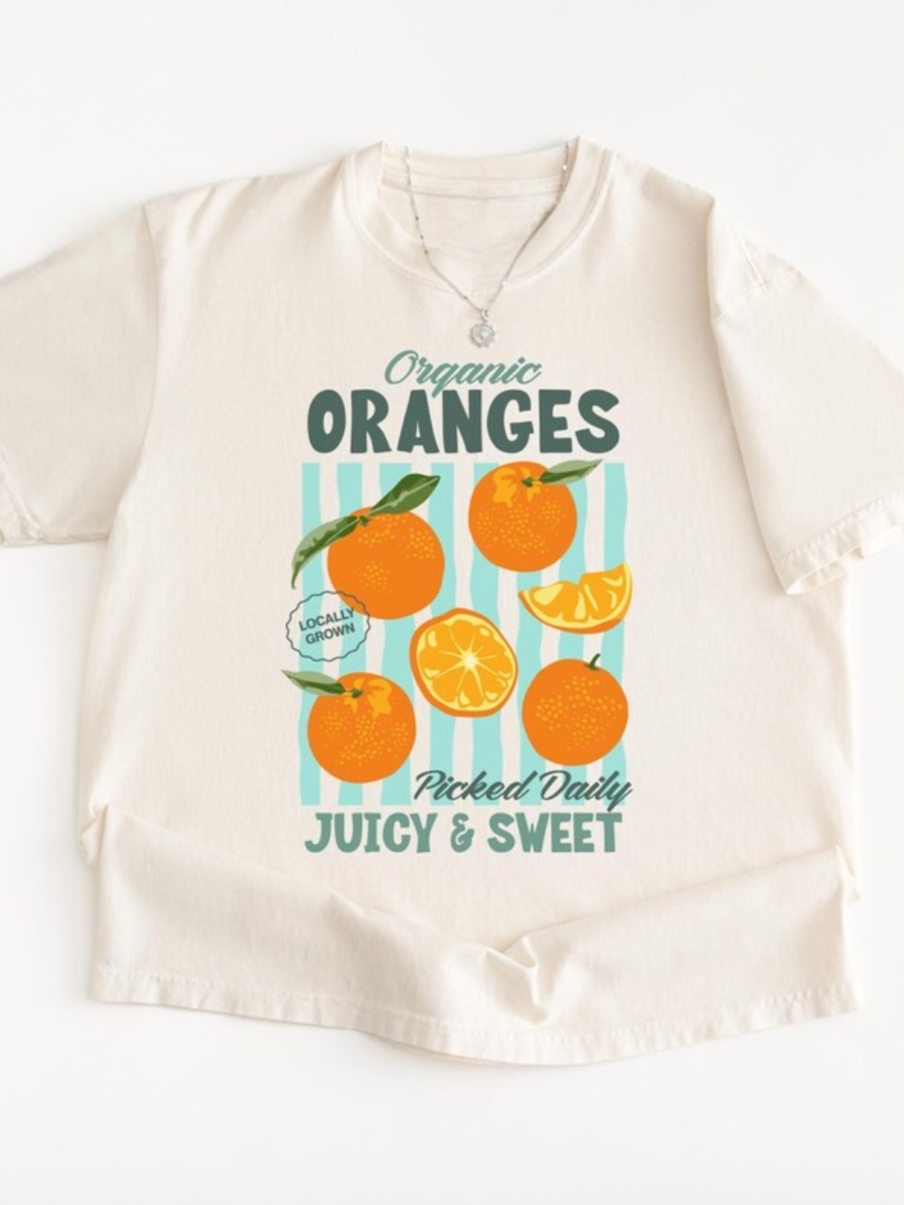 Comfort Colors Ivory Organic Oranges Graphic Tee, Vintage Color Fruitcore Shirt